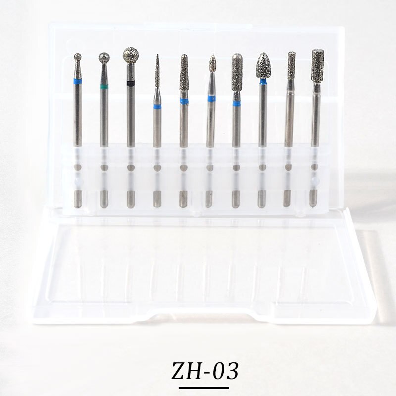 10pcs/box Nail Cone Tip Ceramic Drill Bits Electric Cuticle Clean Rotary For Manicure Pedicure Grinding Head Sander Tool: C