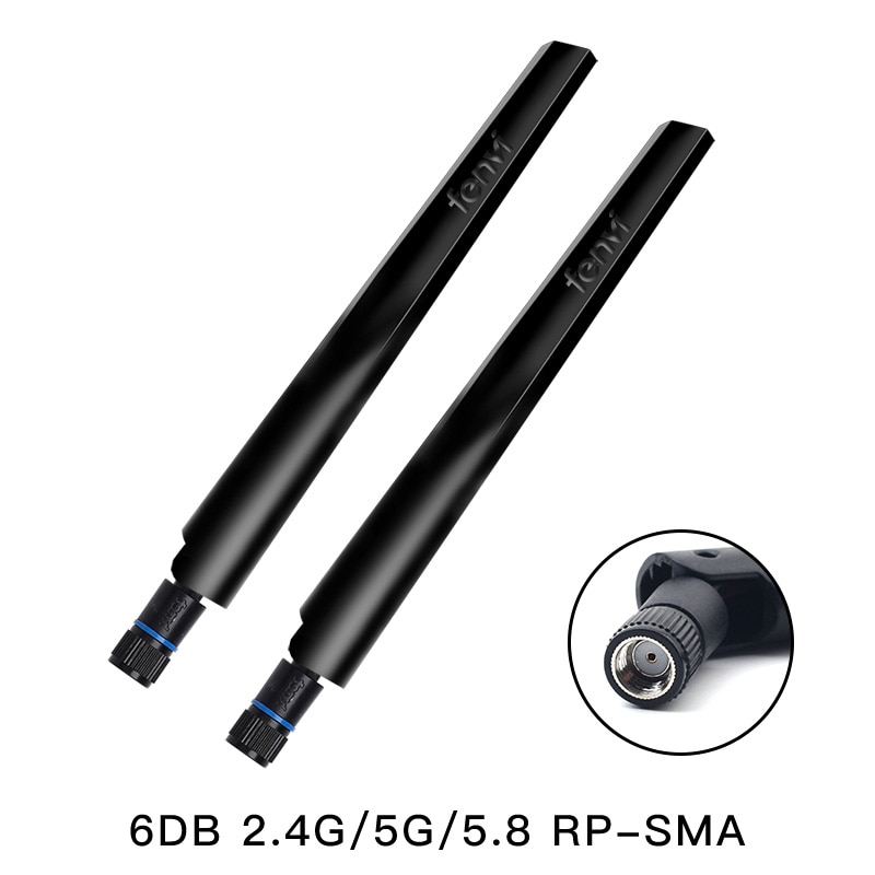 2.4G/5GHz 6DBi 10Dbi RP-SMA Connettore Maschio Antenna WiFi Wireless Esterna Router Universale Antenna Scheda di Rete per AX210 AX200: Black