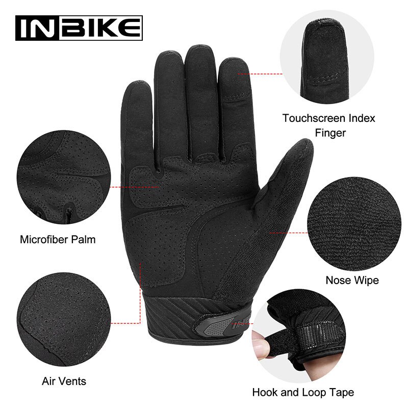 Inbike motorcykel handsker åndbare motorcykel handsker touch screen stødsikre moto guantes herre motocross handsker
