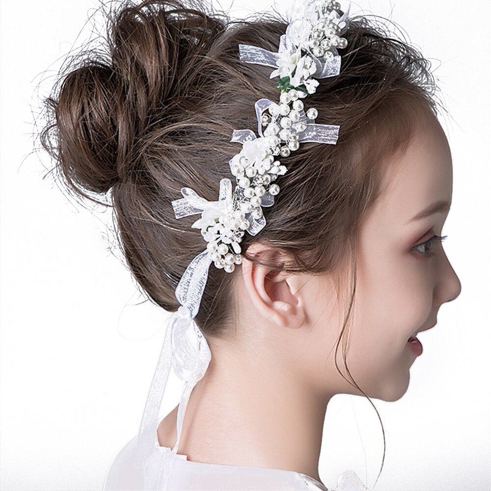 Lot De 2 Bandeaux élastiques Dentelle Pour Bébé Fille - Avec Fleurs Et Perles - Circonférence Tête 38-48 Cm (0-3 Ans)