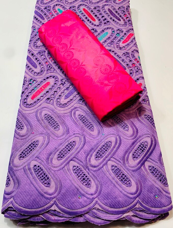 Dry Laces 2.5+2.5 Yards With Bazin Riche Fabric Swiss Voile Senegal African Wedding Bride Dress YKM111: AS PIC1