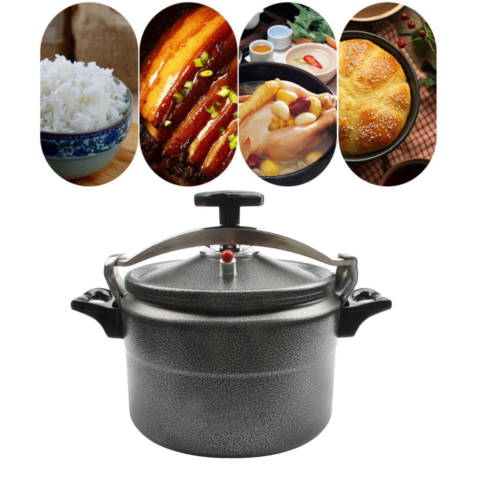 Multi-Functional Pressure Cooker Aluminum Explosion-Proof Soup Rice Cooking Slow Cooker Outdoor Camping Picnic Pot Cookware: Black 4L