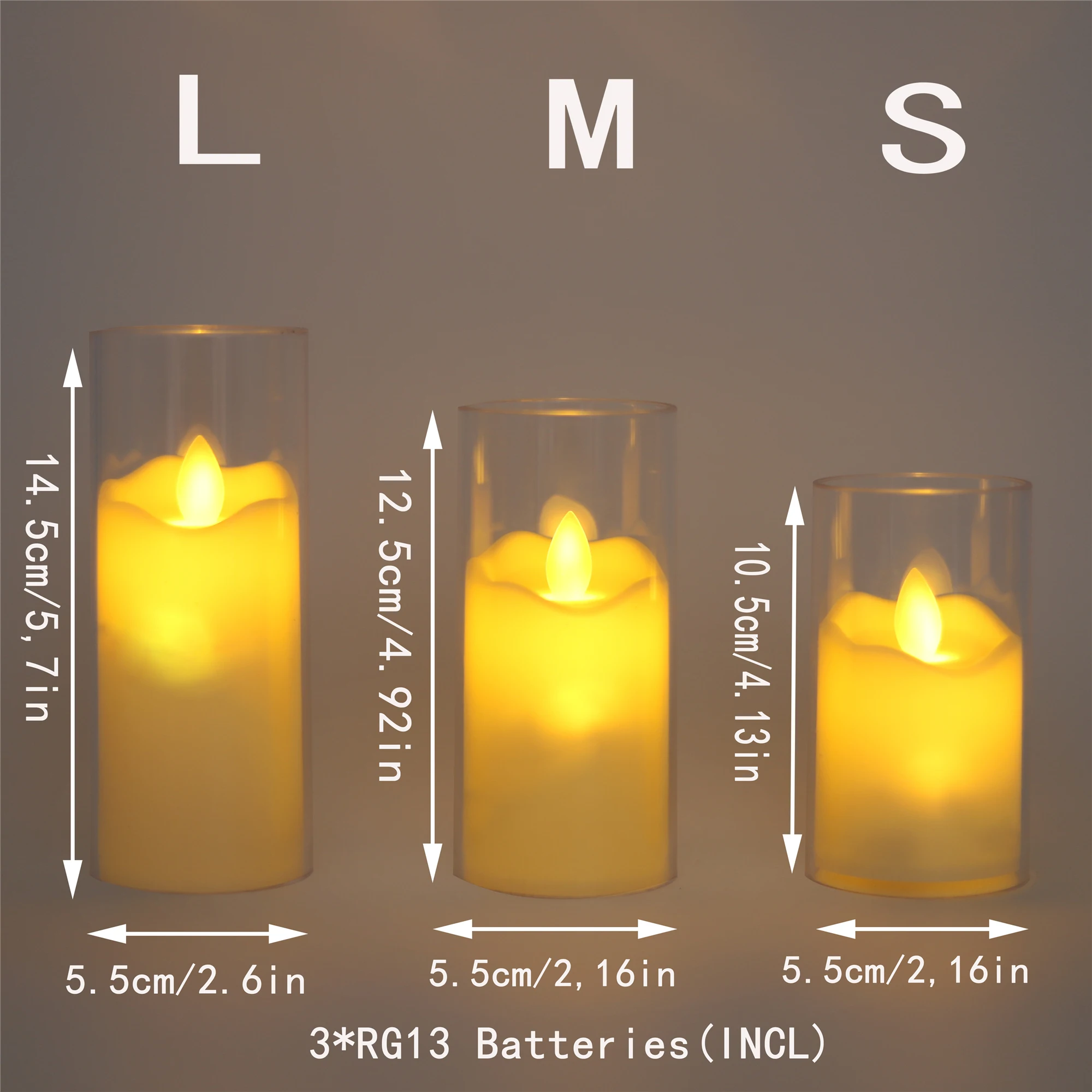 Flameless Flickering LED Candles Light Acrylic Candles Light With Battery for Wedding Decor Birthday Party Christmas Home Decor