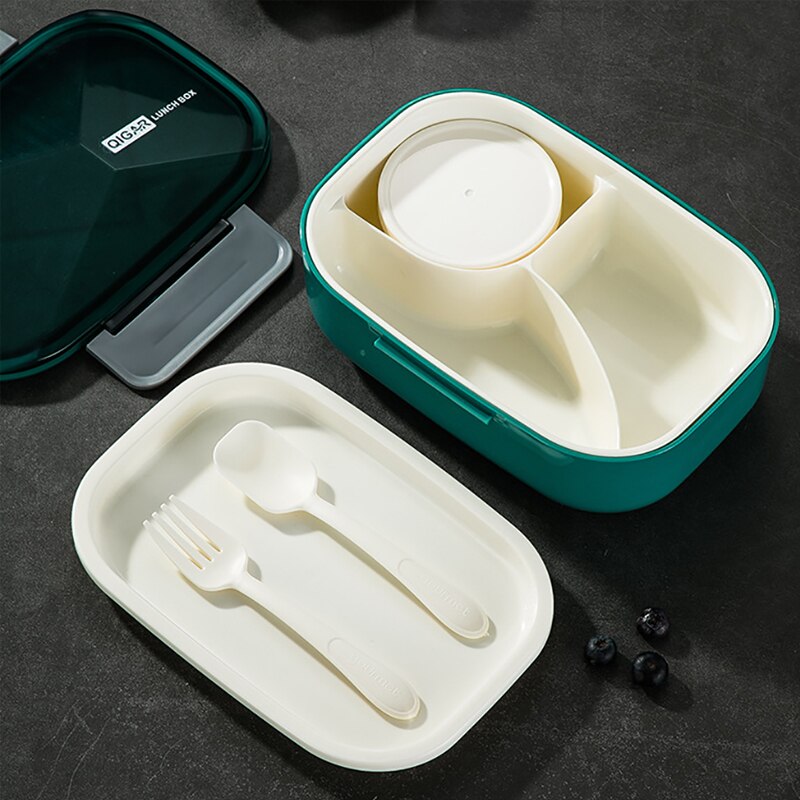 ONEUP Microwave Heating Lunch Box Rectangular Plastic Partition Large Capacity Double-layer Bento Box Portable Food Container