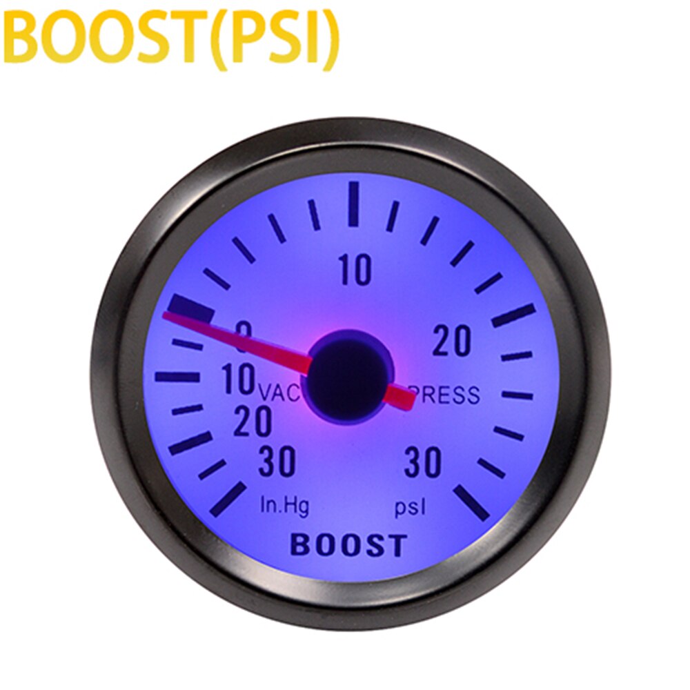 Dragon Gauge-barra Turbo Boost de 2 ", 52mm, barra de 1 ~ 2 Bar -30 PSI, medidor de voltios a presión de aceite para borde negro, luz azul, 12V