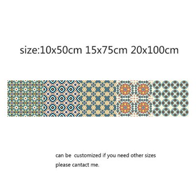 Retro mandala stil fliser klistermærker talje linje wallstickers køkken badeværelse toilet kant vandtætte selvklæbende decals: 4 / 15 x 75cm