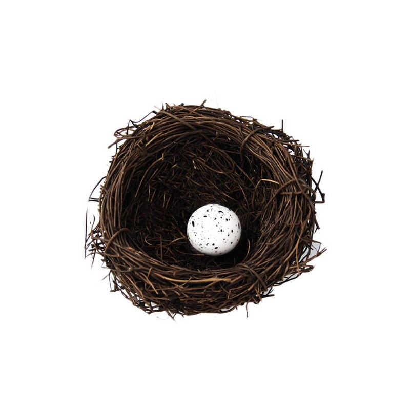 Nido de Pájaro de ratán Artificial de Pascua con huevos para decoración del hogar DIY, artesanal de Pascua, arte artesanal, jardín de patio de casa de boda: A