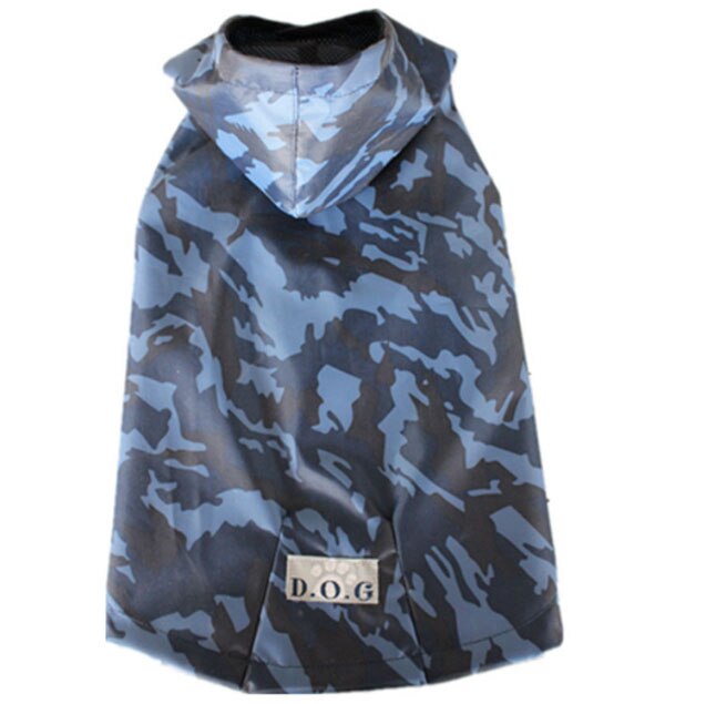 9 Size Dog Raincoat For Fat Dogs French Bulldog Pug Camouflage Waterproof Rain Coat Jacket Costumes Clothing Outwear Raincoats#1: blue / 16
