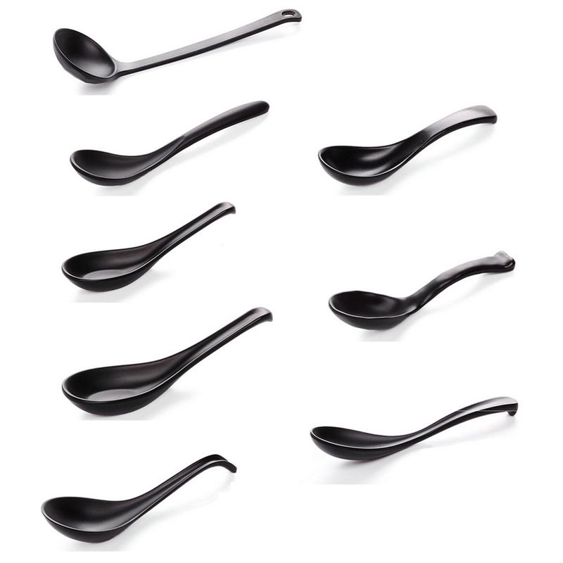 Spoon Soup Spoon Black Matte Ladle Spoon Plastic Japanese Style Melamine Tableware Anti-Fall Tortoise Shell Shaped Spoon