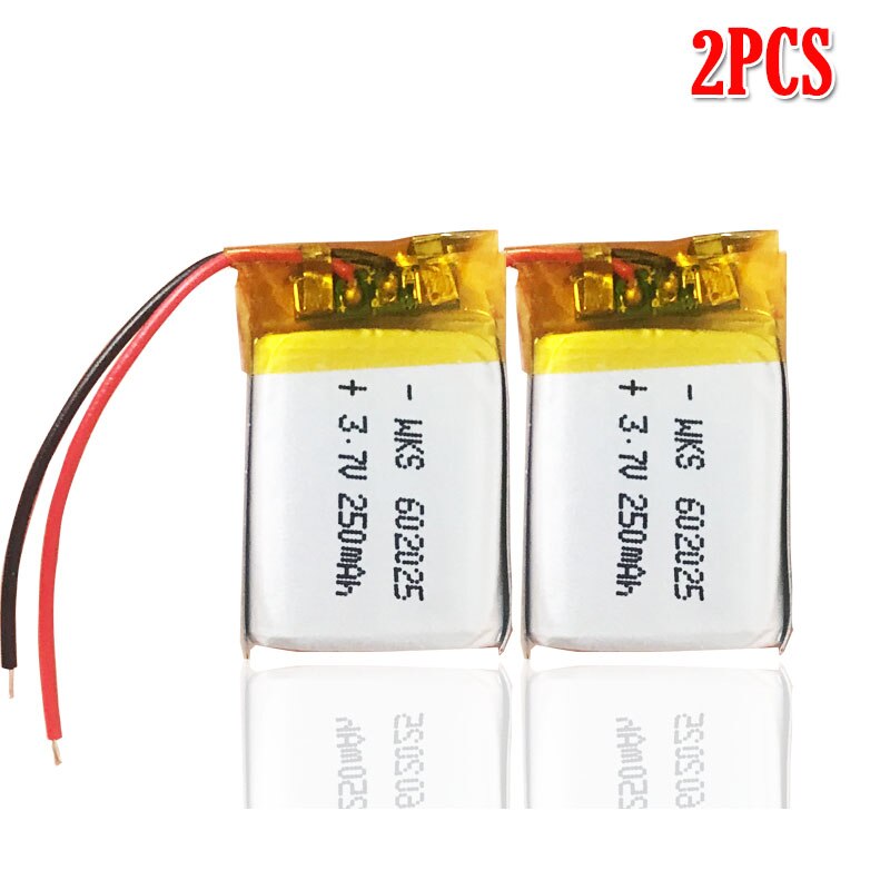 250 mah 3.7v 602025 litium polymer li-po li ion oppladbart batteri for  mp3 mp4 mp5 gps psp dvr mobile bluetooth li-po celler: 2 stk