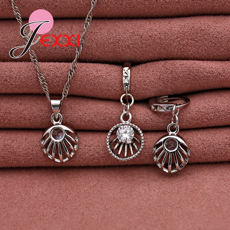 925 Sterling Zilveren Sieraden Sets Een + + + Zirconia Hanger Hanger Ketting Set Voor Vrouwen Bruiloft Decoratie