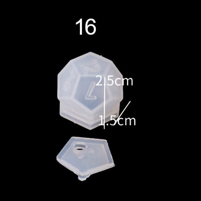 1pcs FAI DA TE Dadi Di Cristallo A Resina Epossidica Stampo In Silicone Arrotondato Multi-spec Digitale Specchio Stampo In Silicone per Strumenti di Creazione di Gioielli: 15