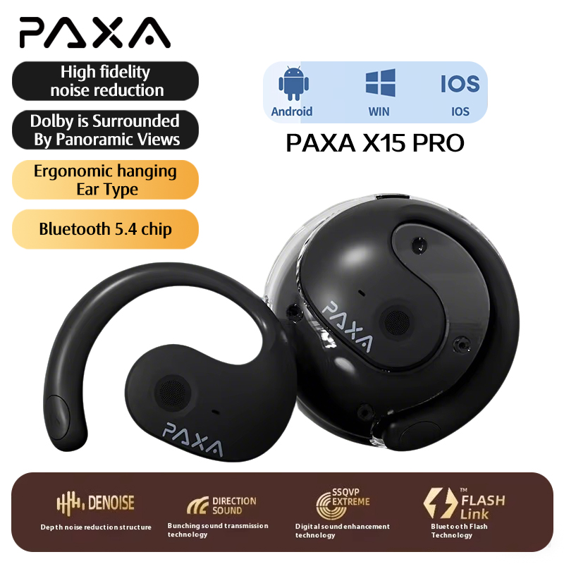 PAXA X15 PRO Draadloze Bluetooth-oortelefoon 5.4 Hi-Fi HD Oproep Stereo Headset IPX5 Sport Game Muziek Hangende oortelefoon Microfoon: WHITE