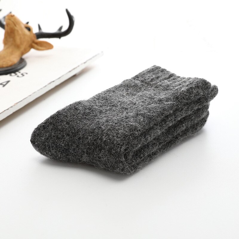 Chaussettes chaudes en laine mérinos pour hommes et femmes, très épaisses, contre le froid et la neige, alpinisme en plein air, hiver russe: men dark grey