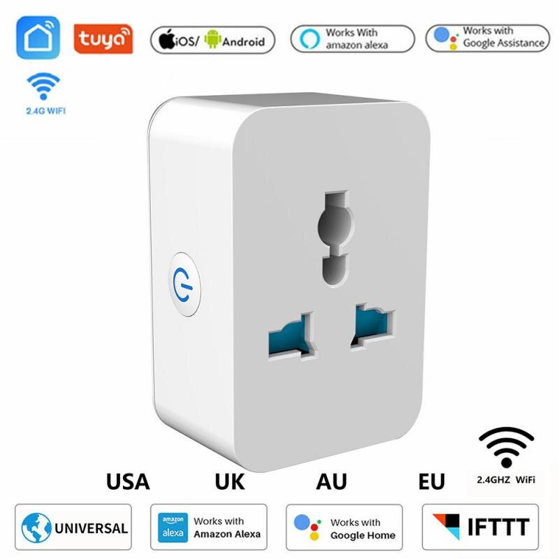 Universal Wifi Bluetooth Smart Plug 10A 15A Conversion Switch Socket Remote Voice Control Power Outlet Panel For Google Home