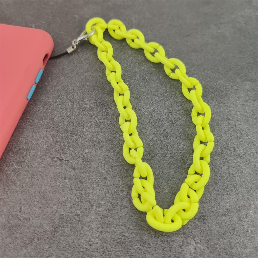 Modny łańcuszek do telefonu pasek fluorescencyjny jednokolorowy smycz naszyjnik łańcuszek kolorowy akrylowy gumowy smycz na telefon komórkowy: flu.yellow