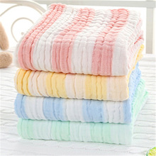 105 * 105cm bomulds gaze farve strip baby stort badehåndklæde baby håndklæde 0-2 år gammelt sengetæppe