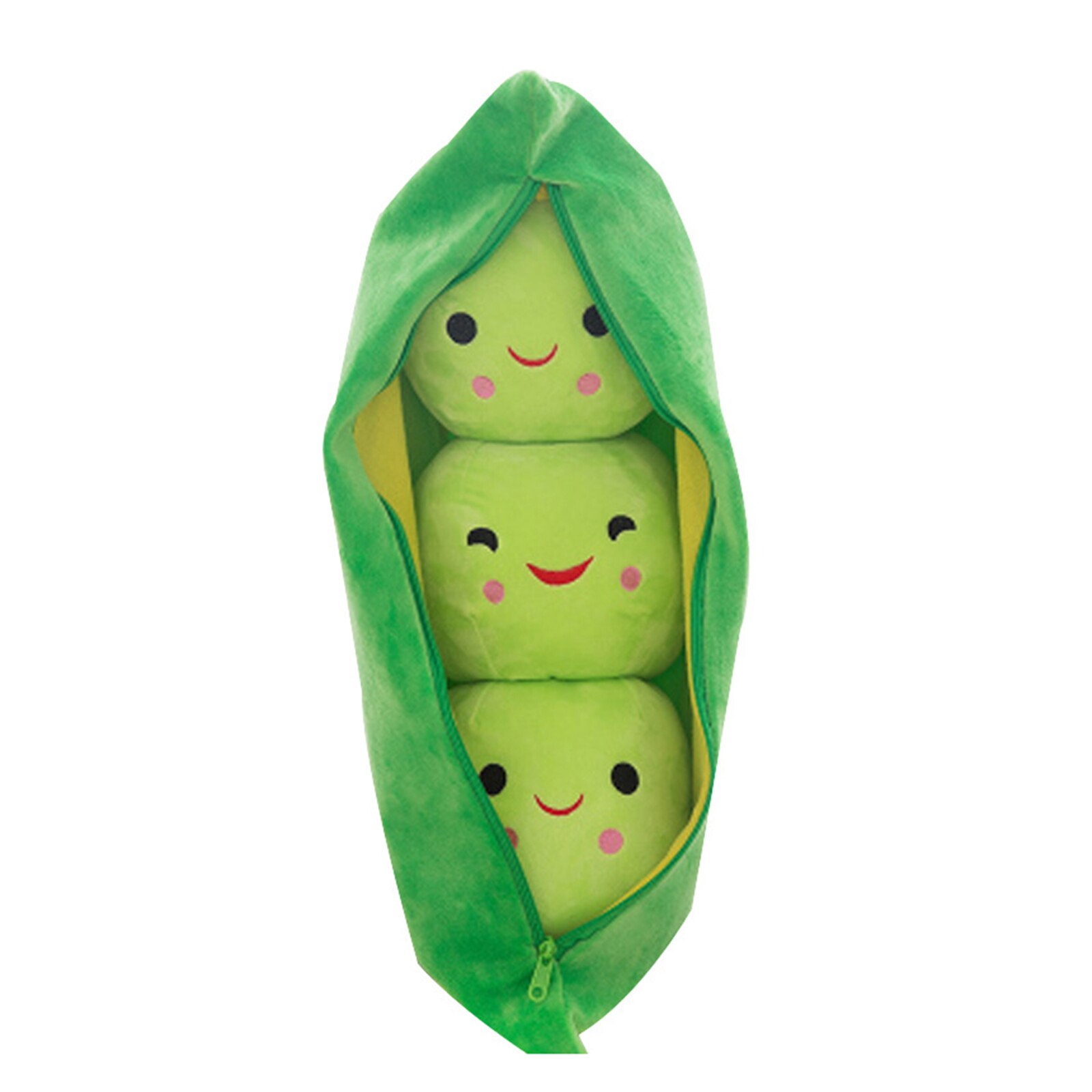 Joli sac de haricot en peluche en forme de gousse de pois avec 3 haricots souriants oreiller doux décoration de la maison FP8: Green bigness 25cm