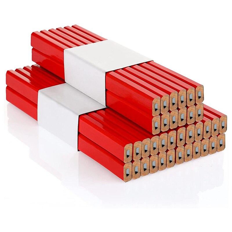 36 Stuks 7 Inch Bouw Potloden Hardhout Potlood Achthoekige Platte Timmerman Potloden Houtbewerking Markering: Default Title