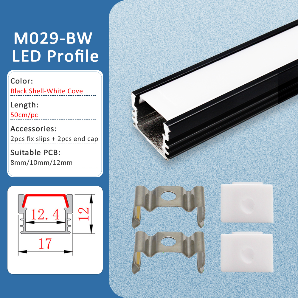 LED Strip Aluminum Profile 50CM Recessed Surface Mounted Aluminium Channel with Diffuser PC Cover for 8mm 10mm Linear Lighting: WHITE / changeable