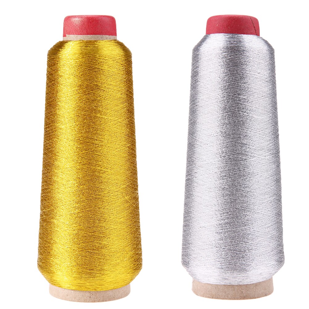 Hilo de coser de punto de cruz para ordenador, dorado/plateado, línea bordada, textil, hilo metálico