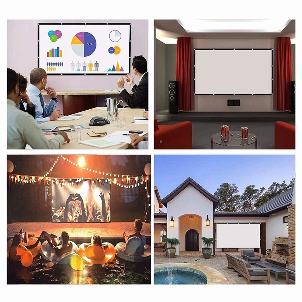 Portable Projector Screen Foldable Projection Curtain Projection Screen for Outdoor Camping Movie Open-air Cinema Office Meeting