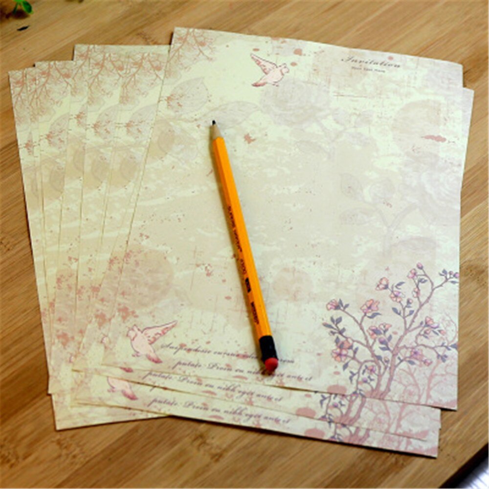 10pcs European Country Style Letter Pads Vintage Message Writing Paper Letter Set Envelope Letter Paper School Stationery: F