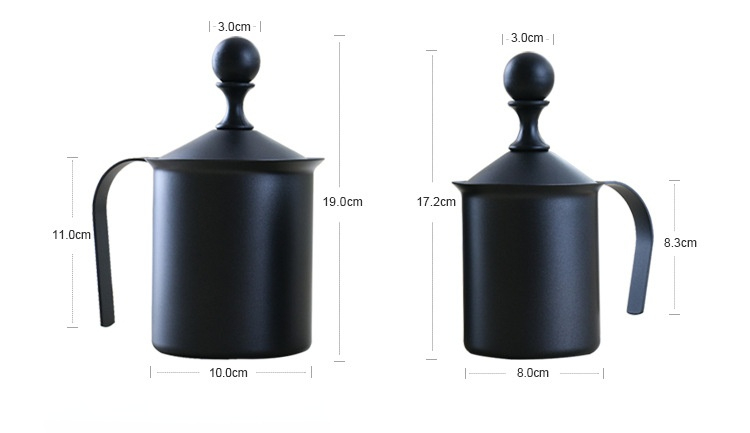 Handmatige Melkopschuimer Non-stick Rvs Melkopschuimer Koffie Apparaat Dubbele Mesh Koffie Melkopschuimer Zwart 400/800 Ml