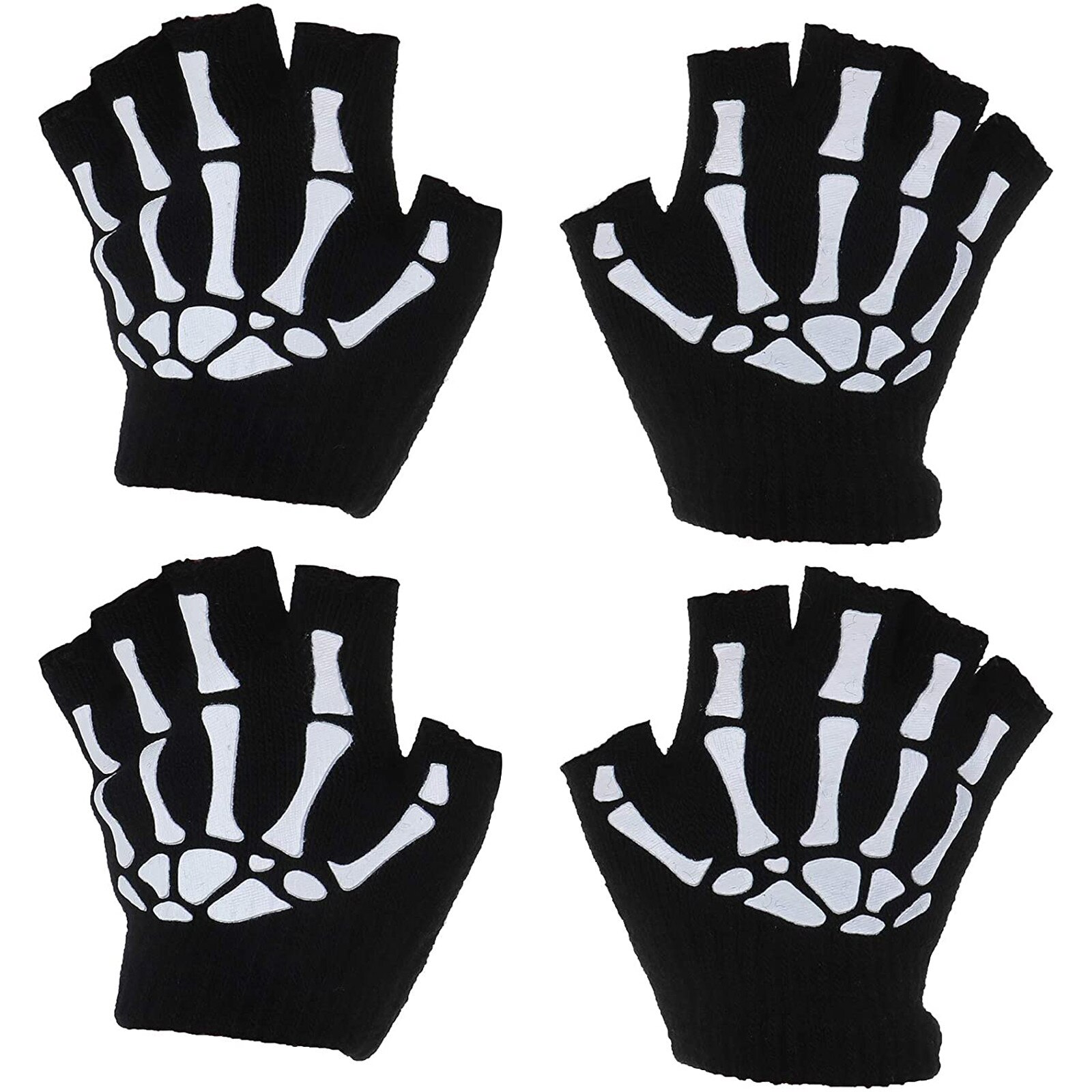 #30 1/2/5 Pairs Kinder Skeleton Niedlich Komfortable Und Warme Glow In The Dark Fingerlose Gestrickte Handschuhe Handschuh Перчатки: B