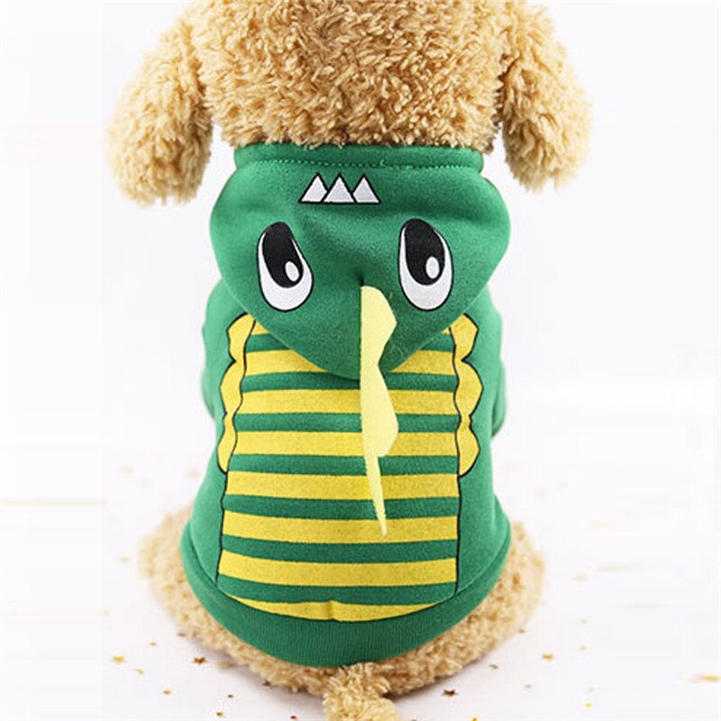 Pet Dog Kleding Winter Warm Dinosaurus Print Kapmantel Jassen Kat Kleding Hond Tops Huisdieren Producten Chihuahua Pug Outfits Perro @ 5