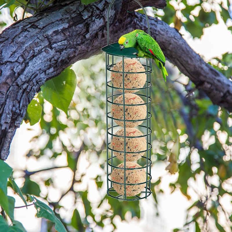 Green Outdoor Bird Feeder Hanging Net Portable Wild Bird Wire Ball Rack Product Park Garden Bird Feeder