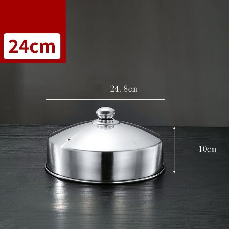 Stainless Steel Food Steamed Instant Pot Steamer Rack Cooker with Cover Food Steaming Tray Grid Double Ear Kitchen Cooking Tool: 24cm Lid