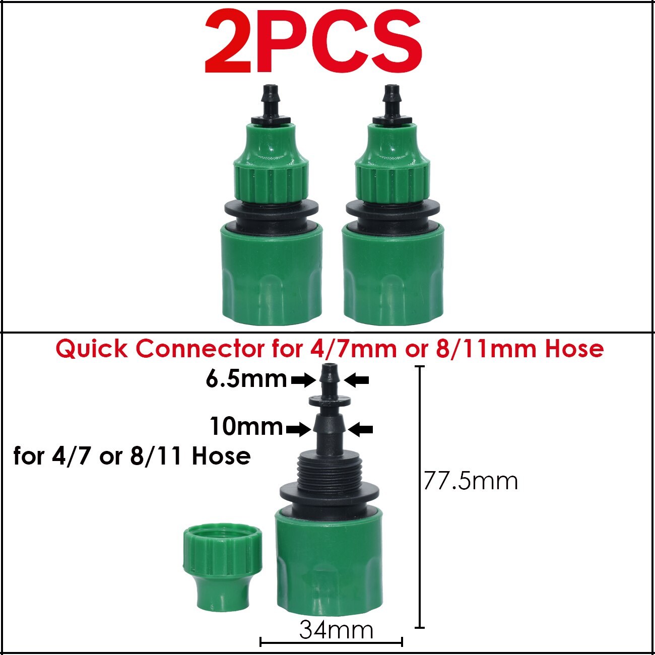 KESLA Garden Sprinkler Hose Connector Y Splitter 2-Way Valve Adapter Quick Connector 3/4''&16mm&4/7mm Quick Connector Fittings: light green