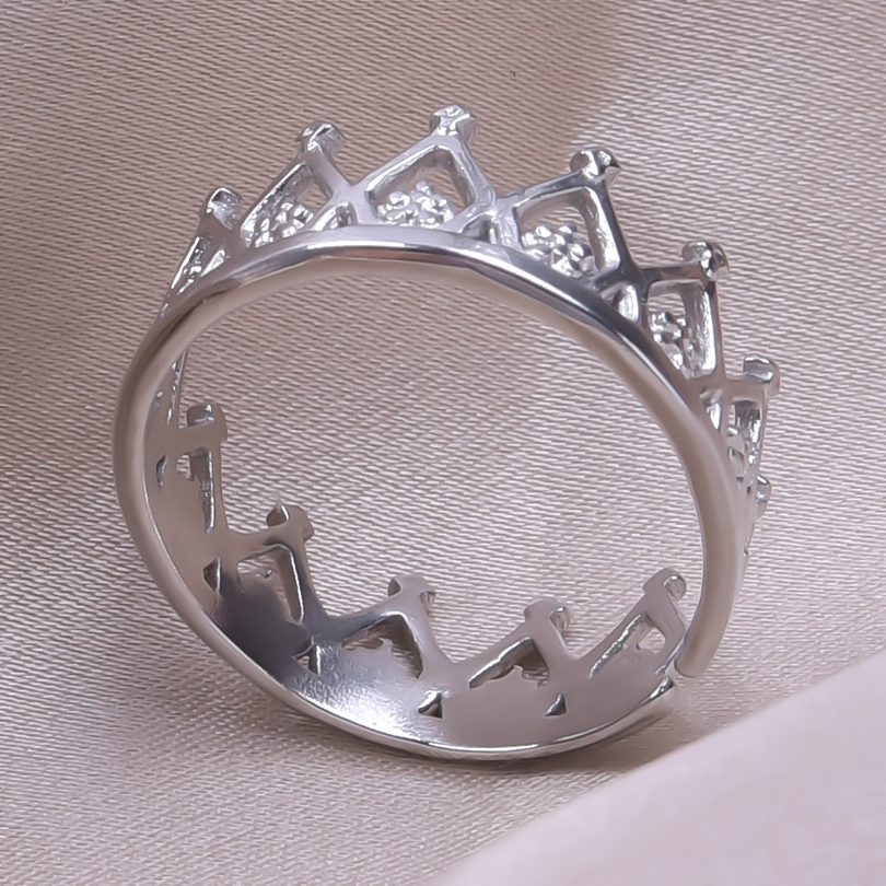 Anello corona in acciaio inossidabile per donna uomo Anello aperto regolabile irregolare Accessori per gioielli di moda punk minimalista Regali per feste: bianca