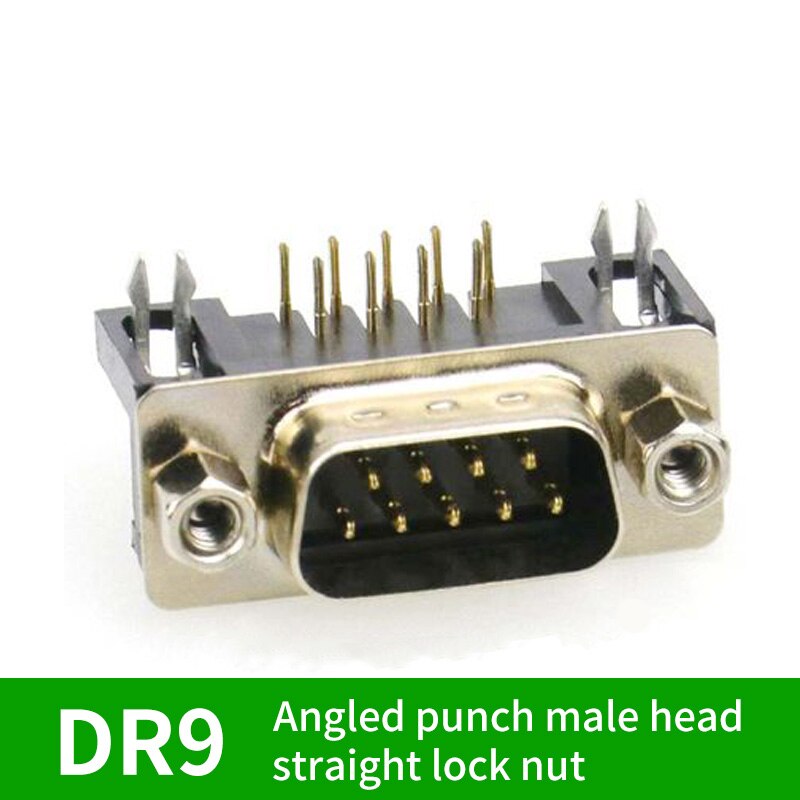 Gold plated solid needle DR9 needle welded plate connector RS232/DB9 serial port curved needle 90 degree connector: C