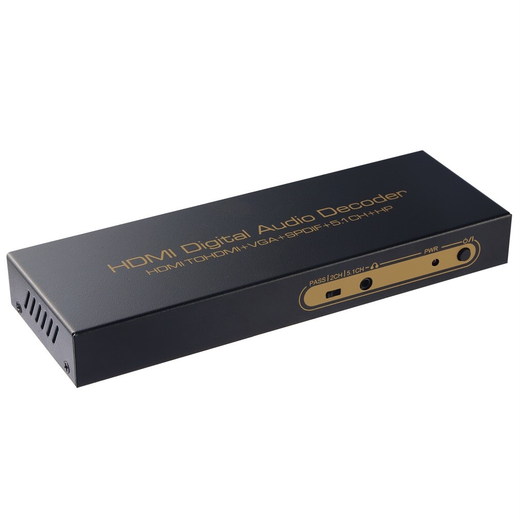 Black Durable 1080P HDMI Digital Audio Decoder HDMI to HDMI / VGA / SPDIF / 5.1 Surround Sound Converter Adapter JP Plug