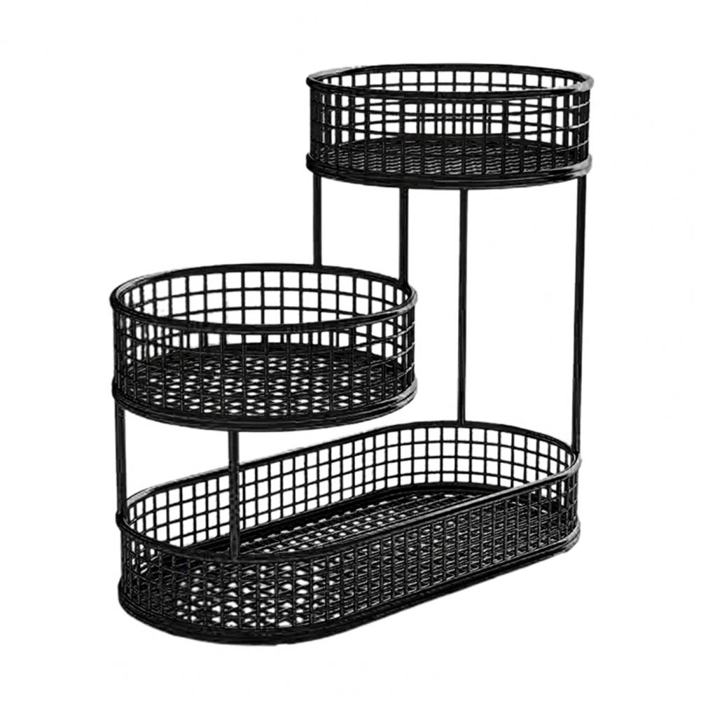 32cm fruktkorgar för kök flerskiktad järnförvaringskorg fruktskål trådkorg organisera grönsakspotatis lökbehållare ställ: Röd