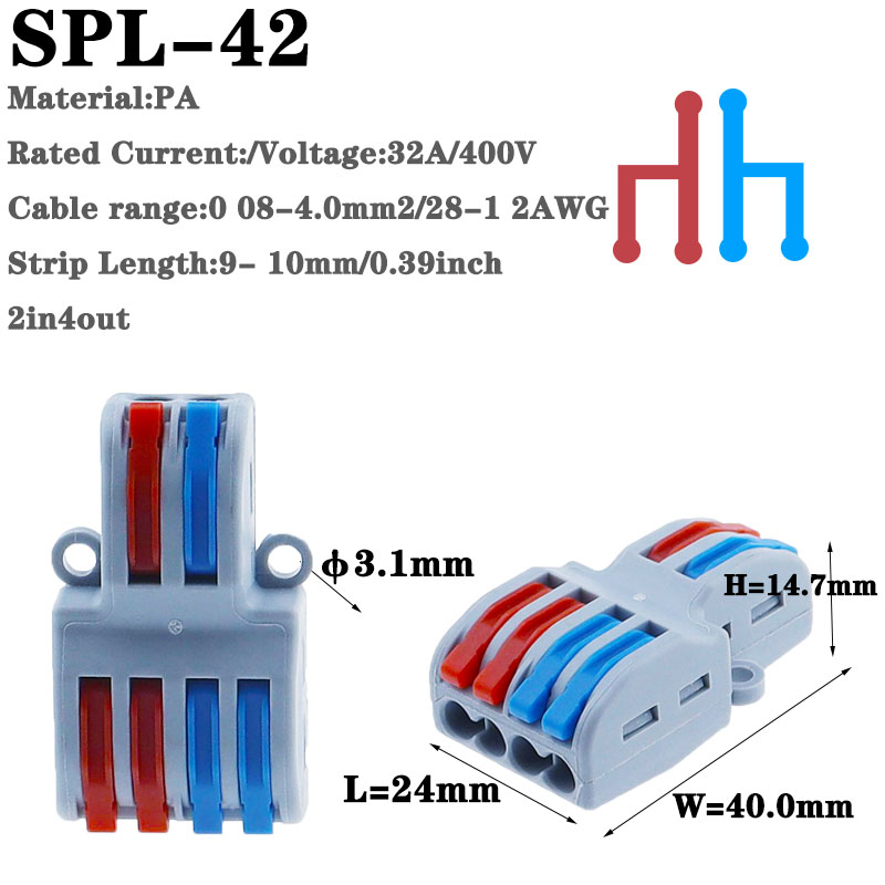 1 in multiple out Quick Wiring Connector Universal Splitter wiring cable Push-in Can Combined Butt Home Terminal Block SPL 222: Silver / Under 5Pcs