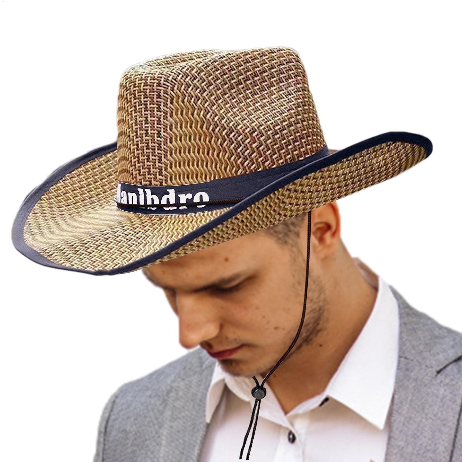 Chapeaux de soleil ajourés en lin d'été pour hommes, chapeau de paille respirant réglable, Protection UV de pêche, casquettes de soleil d'extérieur, chapeau d'été