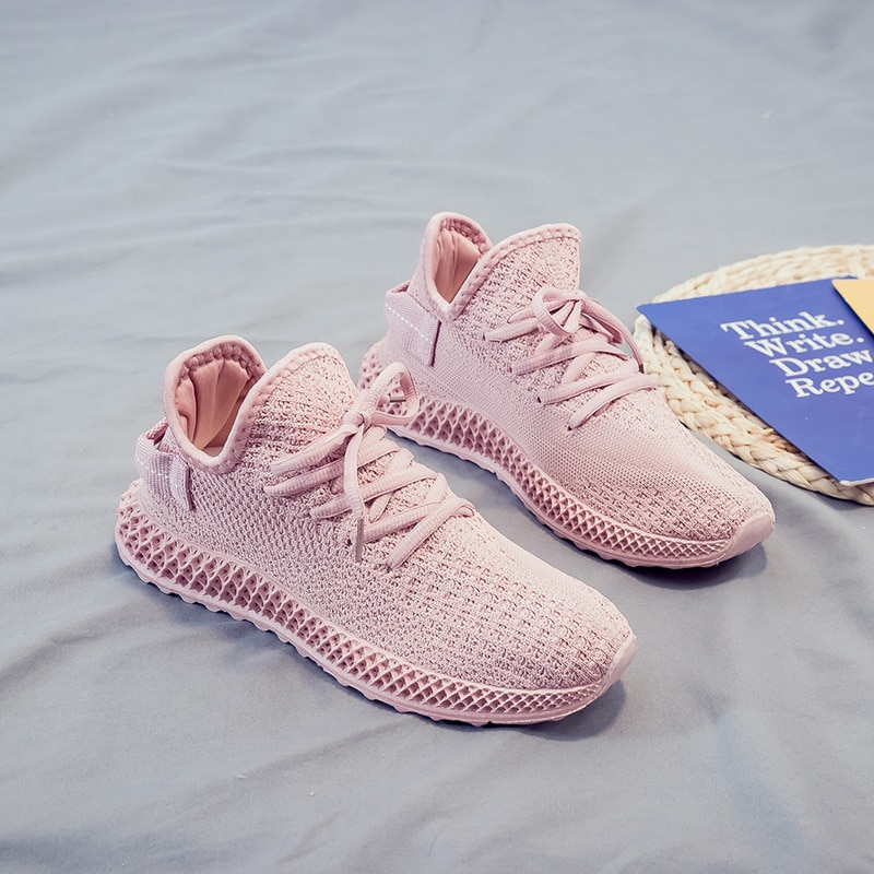 Lente Zwarte Sneakers Vrouwen Ademende Platte Schoenen Mode Koreaanse Lace Up Casual Schoenen Vrouw Roze Trainers Tenis Feminino