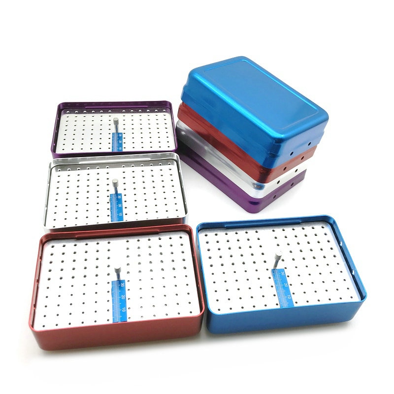 120 Holes Dental Endo File Bur Holder Block Autoclave Sterilizer Case Disinfection Box with Ruler
