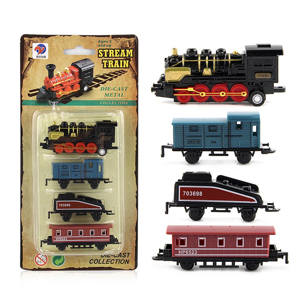 Geen 4pcs Kinderen Legering Simulatie Stoomtrein Creatieve Mini Auto Modellen Speelgoed voor Kinderen