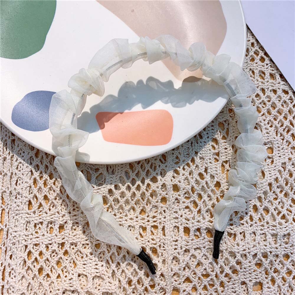 1pc organza ruched pannband mesh tunt hårband enfärgat halkfritt hår band pannband för kvinnor flickor håraccessoarer