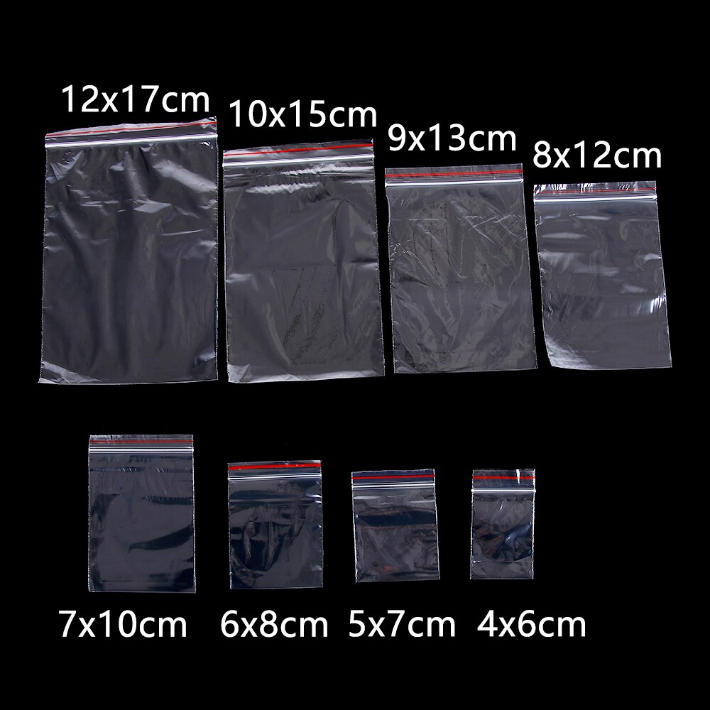 100 Stks/pak Hersluitbare Clear Plastic Zelfklevende Tas Voor Rits Zak Sieraden Zip Met Lock Pe Pouch Keuken Verpakking Leveringen