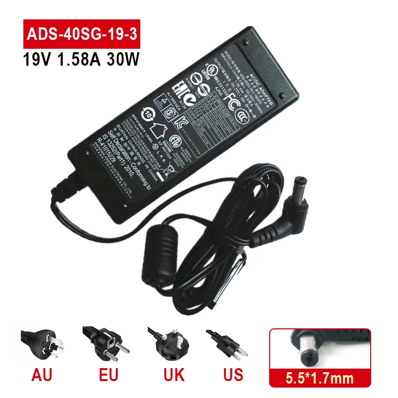 For ACER S220HQL S190WL ADS-40SG-19-3 LED Monitor Power Supply Charger 19V 1.58A 30W AC Adapter