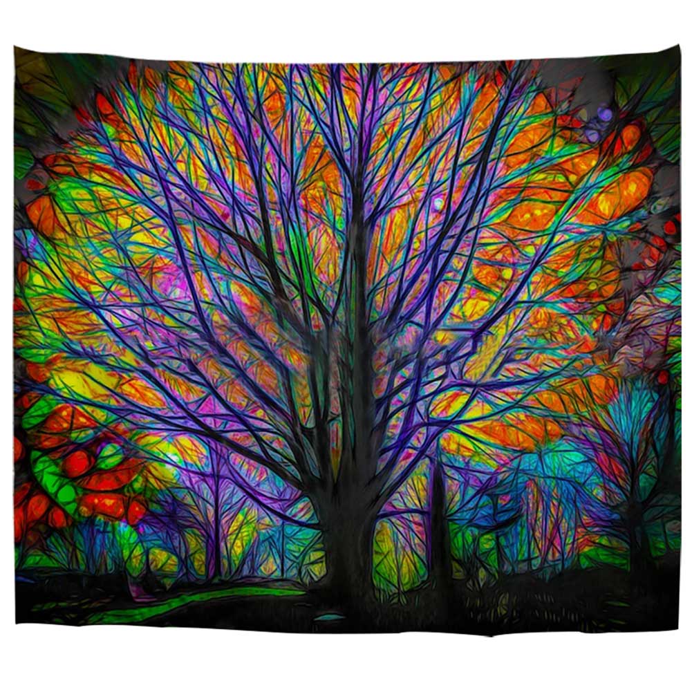 Tree Wall Hangings Psychedelic Forest with Birds Wall Tapestry Bohemian Mandala Perfect Decorations Bedroom Living Room Dorm: 1A