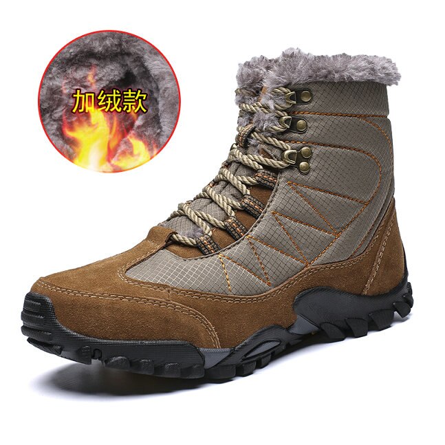 Nouveaux hommes hiver neige bottes décontracté hommes avec des bottes en peluche chaussures pour hommes bottines 39-44: KHKAI / 40