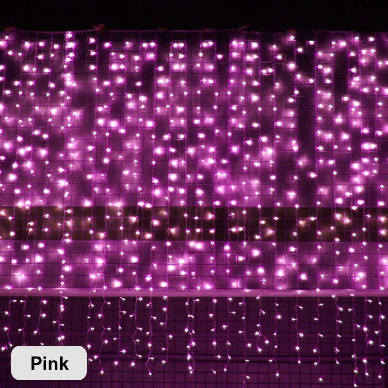 Guirlande lumineuse rideau LED guirlande lumineuse 0.6m intérieur extérieur fée guirlande lumineuse maison pour fête de mariage jardin décoration de noël: Pink / 4x0.6m