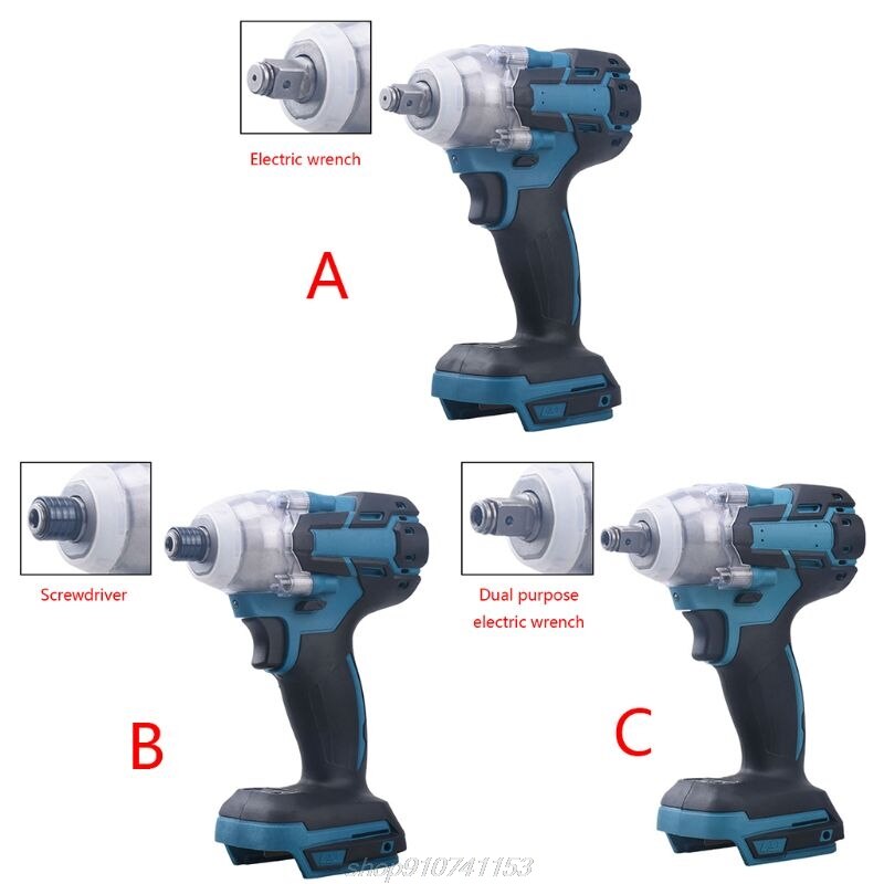 18V Cordless Electric Impact Wrench Motor 1/2" Square Brushless Rechargeable Wrench LED Light N13 20