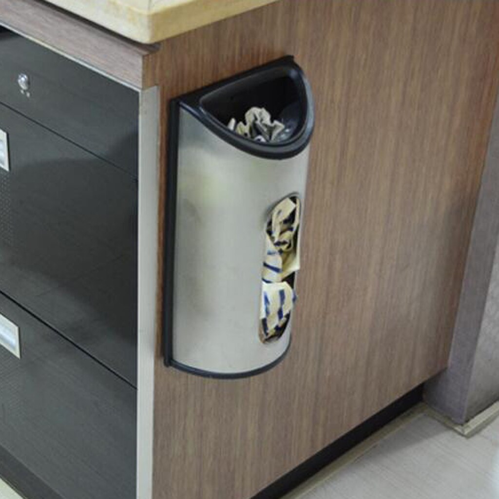 Stainless Steel Grocery Bag Dispenser Kitchen Home Organizer Plastic Grocery Bag Holder Dispenser - Wall Mounted